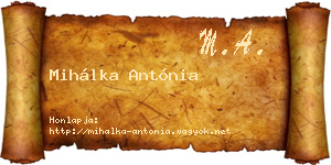 Mihálka Antónia névjegykártya